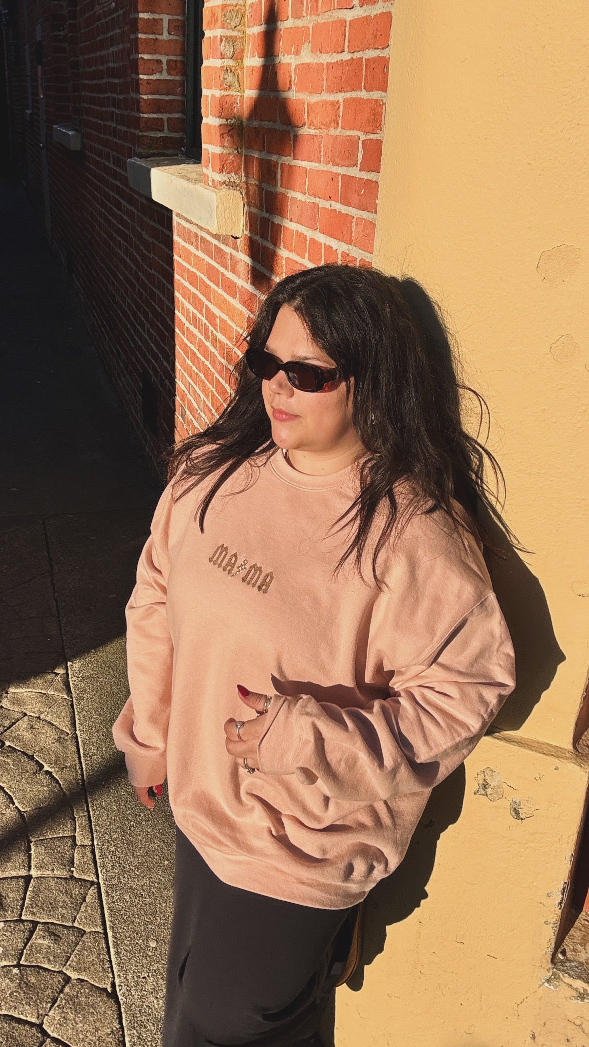 Mama Embroidered Gothic Crewneck Sweatshirt