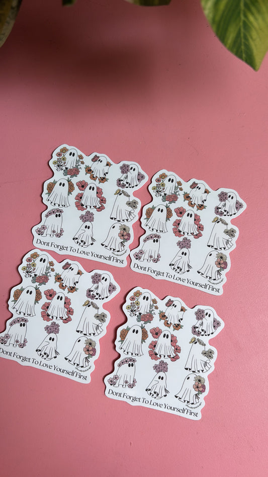 Don’t forget to love yourself” Floral Ghosts