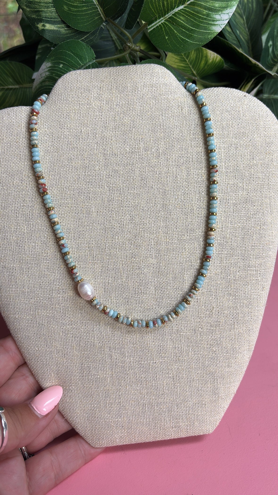 Amazonite & Pearl Necklace