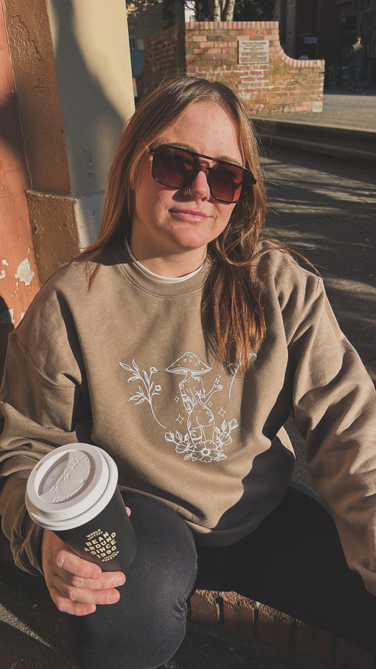 Botanical Mushroom Graphic Crewneck Sweatshirt