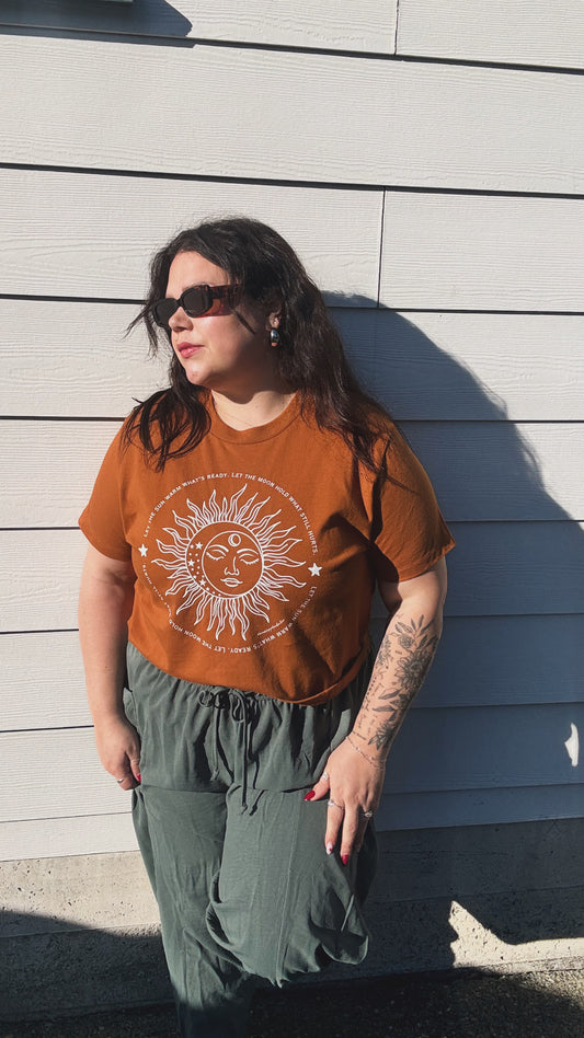 Yam sun and moon graphic women's boxy tee photo 1
