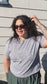 Grey sun and moon graphic women's boxy tee photo 1