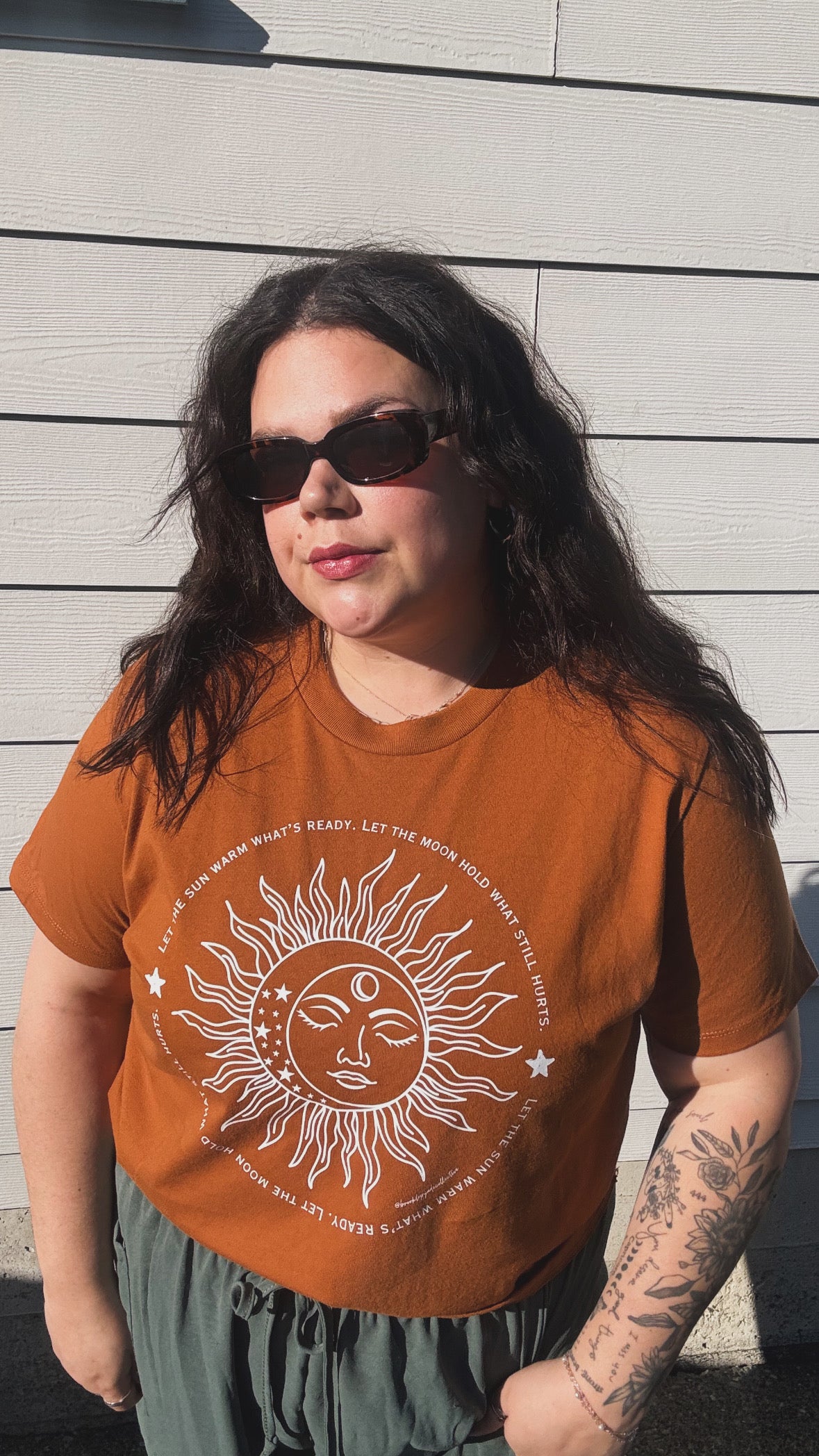 Yam sun and moon graphic women's boxy tee photo 2