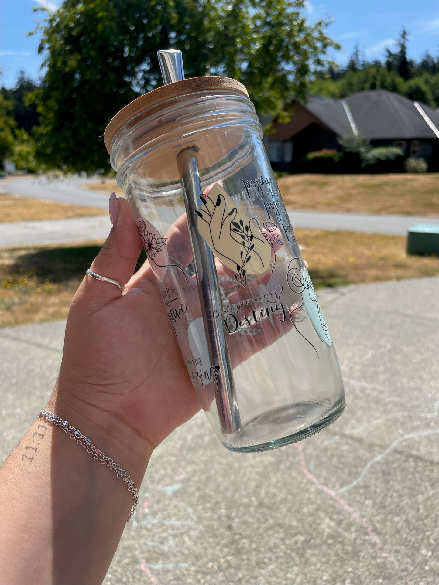 Fix Your Wings And Try Again Glass Cups- Smoothie Cup. Bubble Tea. Aesthetic Cup. 24 OZ.